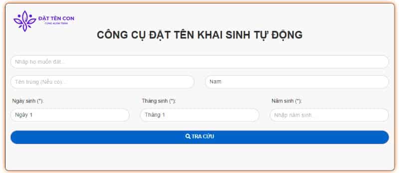 Tra cứu đặt tên con