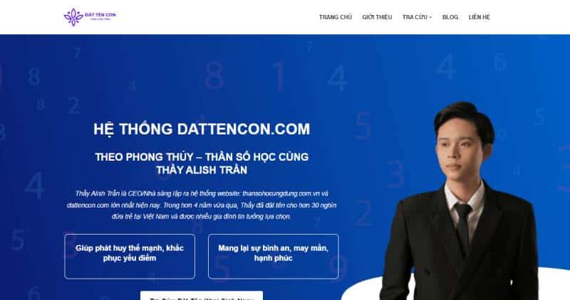 Website đặt tên con Alish Trần