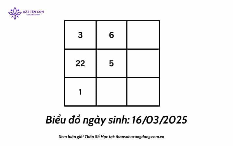 Biểu đồ ngày sinh 16.03.2025