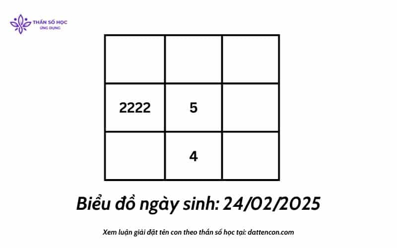 Biểu đồ ngày sinh của bé 24.02.2025