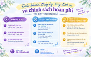 ĐIỀU KHOẢN ĐĂNG KÝ, HỦY DỊCH VỤ VÀ CHÍNH SÁCH HOÀN PHÍ TẠI DATTENCON.COM
